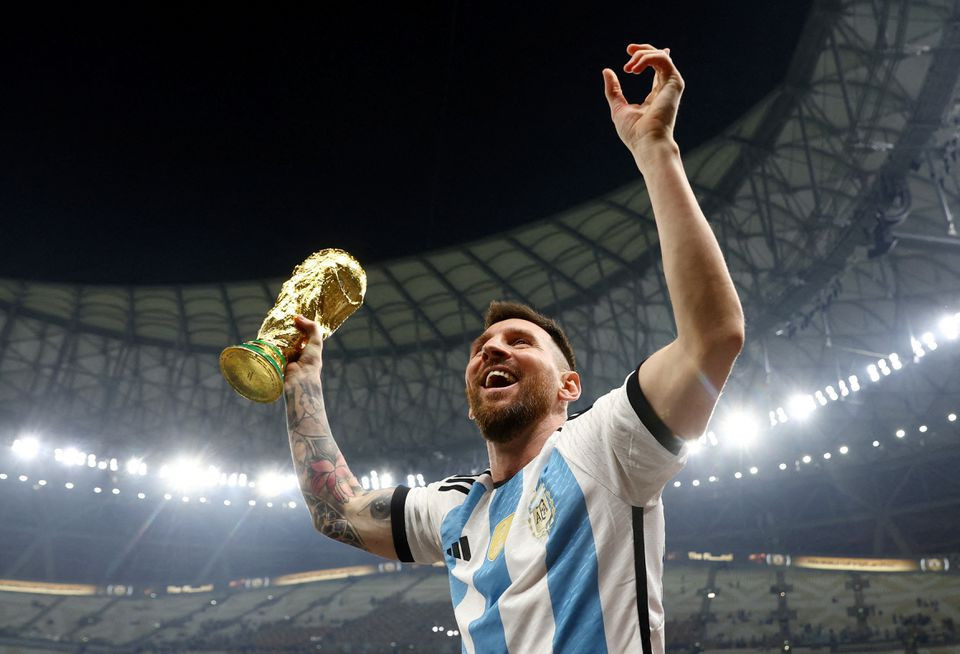 Cầu thủ Messi ăn mừng khi vô địch World Cup