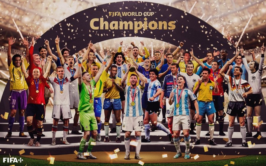 Các cầu thủ vui mừng khi giành được chức vô địch World Cup
